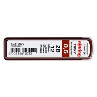 ROTRING Feinmine Dose Feinminen 12 Stück 0.5 2B