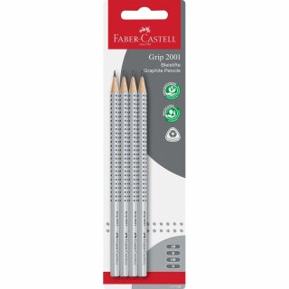 FABER-CASTELL Bleistift Grip 2001 (H HB B 2B) BK 4 Stk.