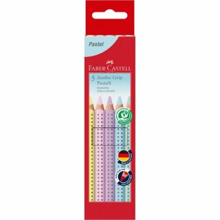 FABER-CASTELL Buntstift Jumbo Grip Pastell 5er-Etui