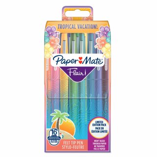 PAPER MATE Faserschreiber Flair Tropical M 16er Etui sort.