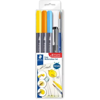 STAEDTLER Wassermalset Vögel(3Pinselmarkern. 1Pigment Liner