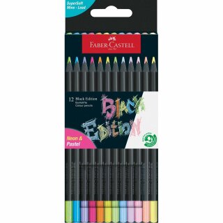 FABER-CASTELL Buntstifte Black Edition Neon + Pastell