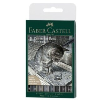 FABER-CASTELL Tuschest. Pitt Artist Pen Grey&Black 8er
