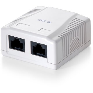 Equip Aufputzdose Cat6 2xRJ45 UTP Premium RAL 9010 Reinweiß Polybeutel