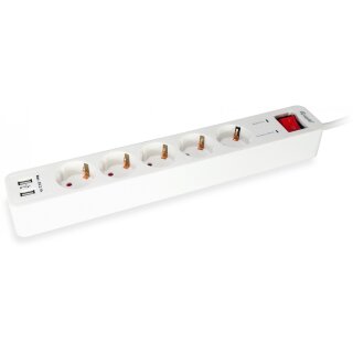 Equip Steckdosenleiste 5-fach Schuko 1.5m Kabel.2xUSB.Schutz