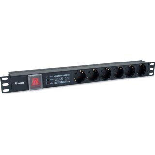 Equip Steckdosenleiste 19"(1HE)6fach mit Schuko + Schalt Alu