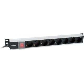 Equip Steckdosenleiste 19"(1HE)8fach Schukon. 3.0m Alu Sch