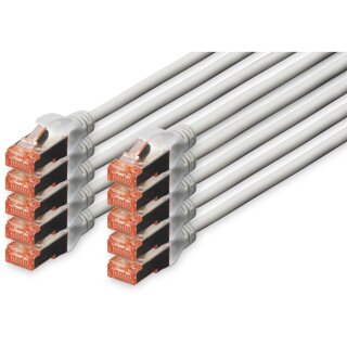 DIGITUS CAT 6 S/FTP Patchkabel, 10 Stück, 3m, grau