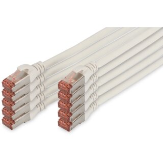 DIGITUS CAT 6 S/FTP Patchkabel, 10 Stück, 1m, weiß