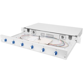 DIGITUS LWL Spleißbox 1HE bestückt 6x LC DX OS2 grau