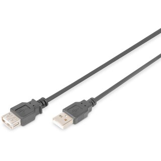 DIGITUS USB 2.0 Verlängerungskabel Typ A -A St/Bu 1.8m schw