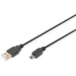 DIGITUS USB 2.0 Anschlusskabel Typ A -mini B St/St 1.8m. sw