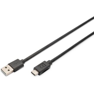 DIGITUS USB 2.0 Anschlusskabel Typ C -A St/St 3.0m. sw