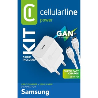 Cellularline USB-C Charger Kit fr Samsung 25W White