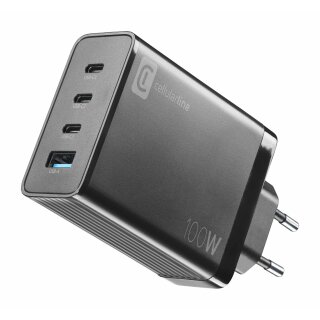 Cellularline Multipower Nano 100W Reiselader 4 Port GaN Black