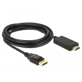 DELOCK Kabel Displayport 1.2 Stecker > High Speed HDMI-A Stecker Passiv 4K 3 m schwarz
