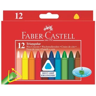 FABER-CASTELL Wachsmalstifte dreikant 12-er Kartonetui