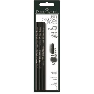 FABER-CASTELL Kohlestift Pitt fettfrei schwarz 3 in BK