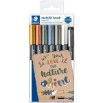 STAEDTLER Marker Metallic & white brush 6 St.& 1...