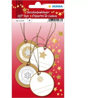 HERMA Weihnachtsgeschenkanhänger 3D Gold 4 Stück