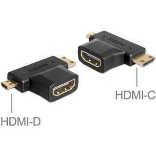 DELOCK Adapter HDMI-A Buchse > HDMI-C + HDMI-D Stecker