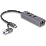 DELOCK 3 Port USB 5 Gbps Hub + Gigabit LAN mit USB Type-C...
