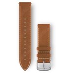 Garmin Ersatzarmband 20mm Leder Hellbraun mit Naht/Silber