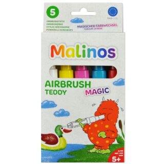 Malinos Airbrush Stifte Magic Teddy 5Farben+Schablone 5+