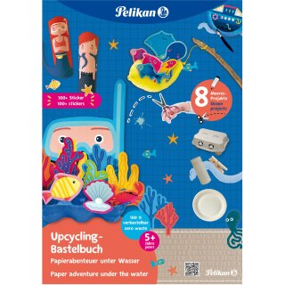 Pelikan Upcycling Bastelbuch mit Sticker. Meereswelt A4