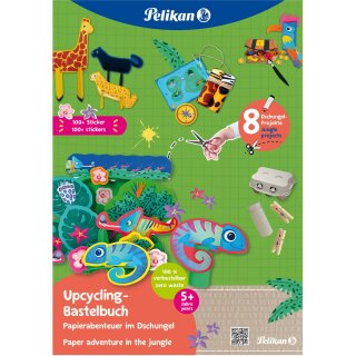 Pelikan Upcycling Bastelbuch mit Sticker. Dschungel A4