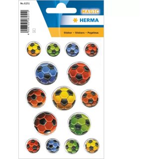 HERMA Sticker MAGIC BUNTE FUSSBÄLLE. GEPRÄGT