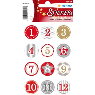HERMA DECOR ADVENTSKALENDERZ.1-24. ROT Ø 2 cm