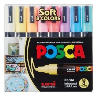 POSCA Marker UNI PC-5M 8er Etui Pastell