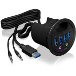 HUB Tisch-Hub 4x USB 3.0 Type-A mit Audio Ein-/Ausgang...
