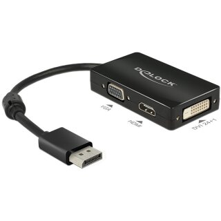 DELOCK Adapterkabel DisplayPort Stecker > 1 x VGA + 1 x HDMI + 1 x DVI 24+1 schwarz