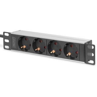 DIGITUS 10" Steckdosenleiste Aluprofil. 4fach Schutzkontakt