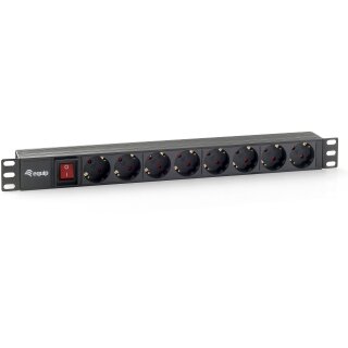 Equip Steckdosenleiste 19"(1HE)8fach Schukon. 1.8m schwarz