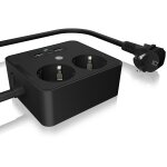 Steckdosenleiste Doppelsteckdose + 2x USB-Port ICY BOX Black