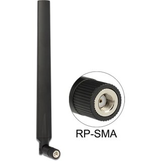 DELOCK Antenne WLAN RP-SMA 802.11 ac/a/h/b/g/n 4 - 7 dBi omni Gelenk schwarz