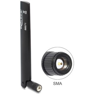 DELOCK Antenne LTE SMA -0.8 bis 3.0 dBi omni Gelenk schwarz
