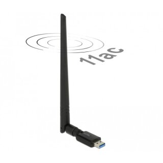 DELOCK USB 3.0 Dualband WLAN ac/a/b/g/n Stick 867 + 300 Mbps mit externer Antenne