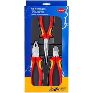 KNIPEX Elektro-Paket 3-teilig Kombi-.Flachzange + Seitenschn.