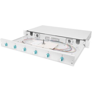 DIGITUS LWL Spleißbox 1HE bestückt 6x LC DX OM3 grau