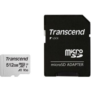 CARD microSD Card 512GB Transcend SDXC USD300S-A w/Adapter