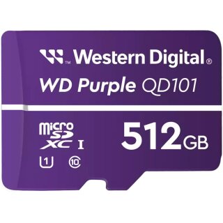 CARD WD Purple 512GB Surveillance microSD XC Class - 10 UHS 1