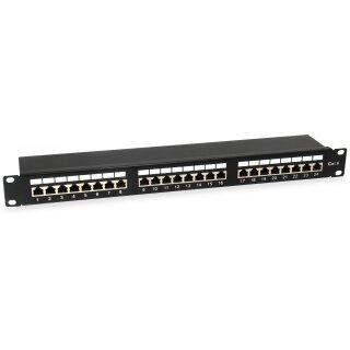 Equip Patchpanel 24x RJ45 Cat6 19" FTP 1HE ISO/IEC schwarz