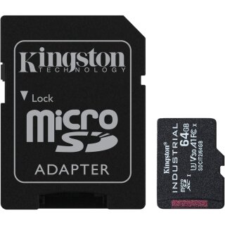 CARD 64GB Kingston Industrial microHC 100MB/s +Adapter
