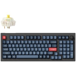 Keychron V5 Max (schwarz/blaugrau. DE-Layout. Gateron Jupiter Banana. Hot-Swap. RGB)