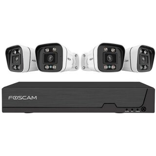 FOSCAM FNA108E-B4-2T Überwachungskameraset 4 Kameras mit Recorder Weiß