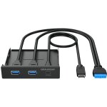 GRAUGEAR Multi Frontblende 3-Fach USB-HUB. 1x USB-C.2x...
